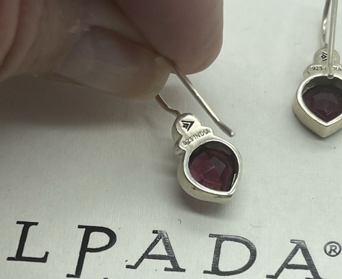 Vintage Silpada Sterling Silver Garnet Pearl "Get Glowing" Earrings ~ W2986 - Picture 7 of 8