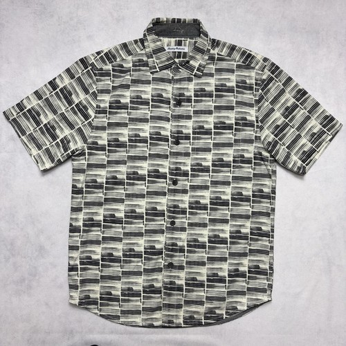 Tommy Bahama Shirt Mens Small Gray Geometric Islandzone Short Sleeve Button Up - Picture 2 of 11