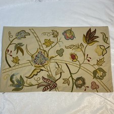 Pottery Barn Lumbar Pillow Cover 16x26 Embroidered Floral Cotton Modern Side Zip