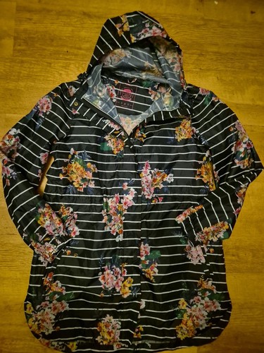 WOMENS JOULES RAIN JACKET UK16 NAVY FLORAL PRINT