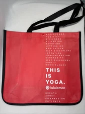 Lot Of 2 New Lululemon Reusable Shopping Tote Bag L Red & White 16x 14 & 15x14