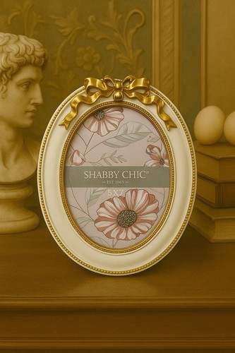 White & Gold Shabby Chic Farmhouse Vintage Boho Home Decor Bow Picture Frame - Zdjęcie 1 z 9