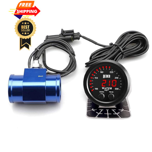 ZHSYMX Universal 52mm Water Temperature Gauge with Joint Pipe: 38MM Blue, Red 