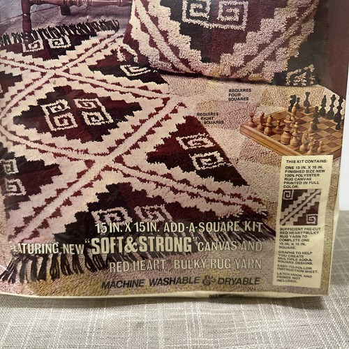 Tappeto vintage anni 70 rosso cuore chiusura gancio modello "Aztec" #6611 arte sud-ovest - Foto 3 di 7