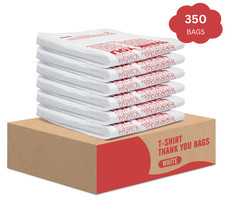 Thank You Plastic Bags (350 Count) (11.5" x 6.5" x 21") (White) - Grocery