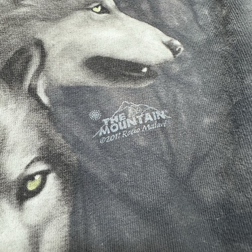 Wolf Grafik T-Shirt The Mountain Vintage Batik grau Tier Natur Gr. XL - Bild 7 von 11