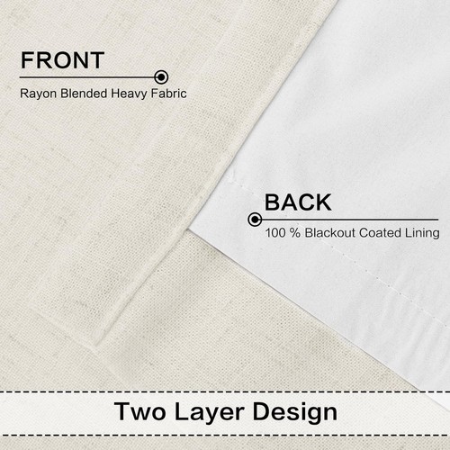 Natural Pinch Pleated Blackout Curtains 2 Pages Linen Full Black Out Curtains... - Picture 8 of 9