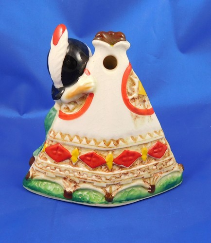 VINTAGE NEUES KERAMIK PORZELLAN INDISCHES TIPI MIT EINEM TAPFEREN AUF TEPPE ASCHENBECHER # 172 - Bild 3 von 8