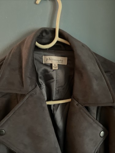 Chaqueta Ropa Philosophy Republic Talla XL Gris Imitación Cuero Nueva Sin Etiqueta - Imagen 2 de 6