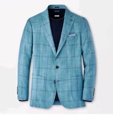 NWT Peter Millar Creston Windowpane Jacket MS24XJ07 Veridian 44L $1295