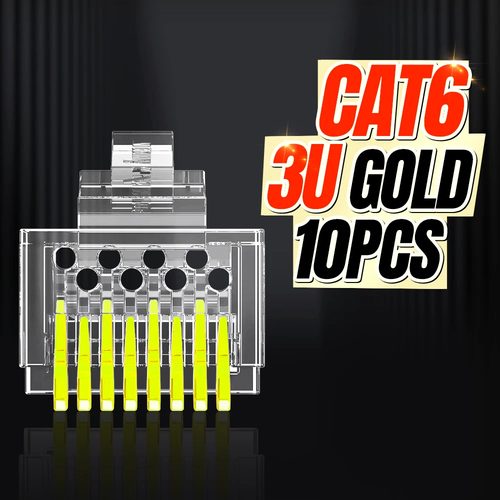 10-100 Stück AMPCOM RJ45 Durchgangsstecker CAT6 CAT5e vergoldet 8P8C Crimp - Bild 21 von 24