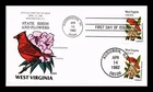DR JIM STAMPS US COVER WEST VIRGINIA STATE BIRD FLOWER FDC COLLINS HAND PAINTED