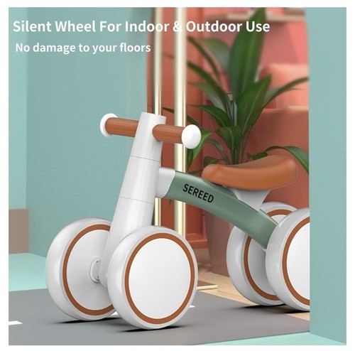 SEREED Baby Balance Bike for Boys and Girls 12-24 Month Old 4 Wheels in Green - Picture 4 of 9