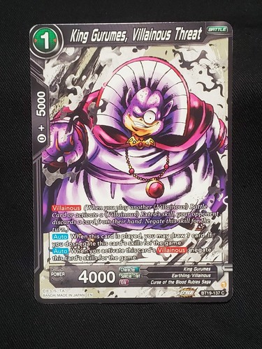 DBSCG BT19-137 C King Gurumes, Villainous Threat - Foto 1 di 2