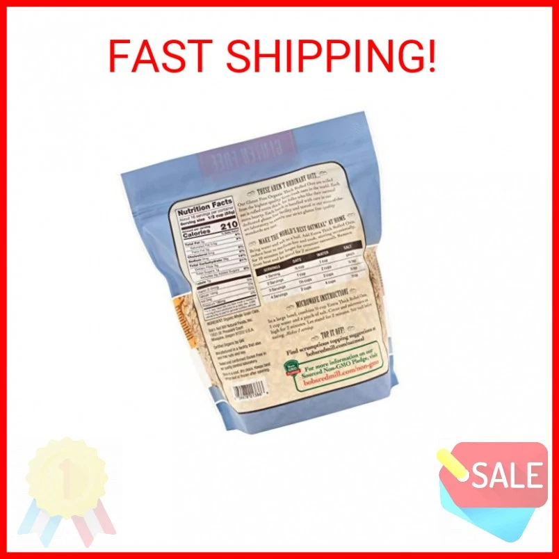 Avena laminada extra gruesa orgánica sin gluten Bob's Red Mill, 32 oz (paquete de 1) - N Foto 2 de 2