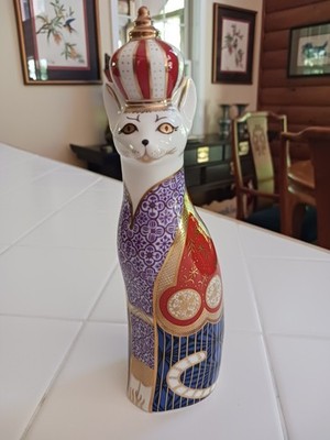 Vintage Royal Crown Derby Porcelain Abyssinian 9'' Cat