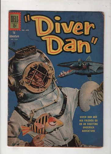 Buzo Dan #1254 (DELL) (1962) Frank Freda Foto Cubierta Escaneo Alta Res - Imagen 1 de 2