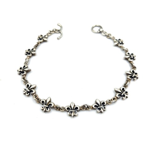 Sterling Silver Fleur de Lis Bracelet Nola New Orleans Symbol Of France 925 - Picture 2 of 5