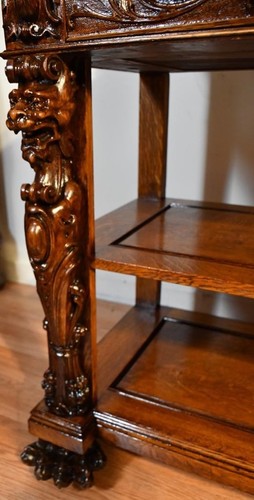 1900 Antique RJ Horner Tiger Oak carved Griffin Server / buffet - Picture 14 of 15