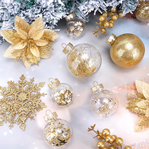 72pcs Christmas Tree Decorations Set Christmas Ornaments Shatterproof Plastic... - Picture 4 of 7