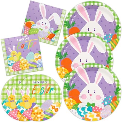 Easter Party Tableware Set, 150 Pcs Easter 9" Paper Dinner Plates, 7" Dessert - Bild 1 von 6