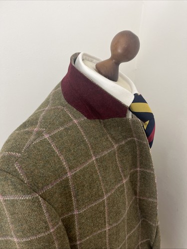 Samuel Windsor Green Tweed Mallalieus Hacking Jacket Blazer Windowpane Check 46L - Picture 6 of 15
