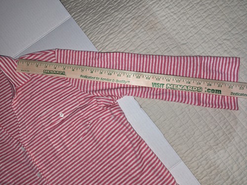 J McLaughlin Bryn Leinenmischung V-Ausschnitt Knopfleiste Top 3/4 Ärmel XL rosa weiß gestreift - Bild 10 von 14