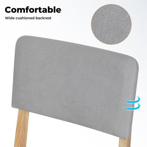Levede 2x Dining Chair Solid Wood Lounge Seat Back Upholstered Linen Padded - Picture 4 of 10