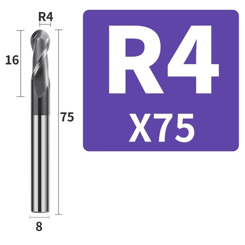 Molino de extremo de nariz de bola de 2 flautas 70° 0,5-8 mm - Carburo para fresado 3D de acero inoxidable - Imagen 21 de 36