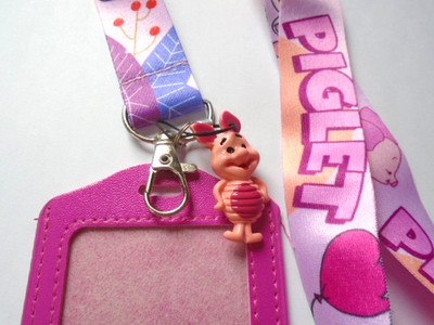 Ferkel Schlüsselband rosa Ausweis Geldbörse Ferkel Charm formuliert Luftballons Herzen Arbeitsbewusstsein