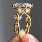 Wedding Band Ring Marquise Cut Zircon Prong Setting Gold Plated Women Jewelry