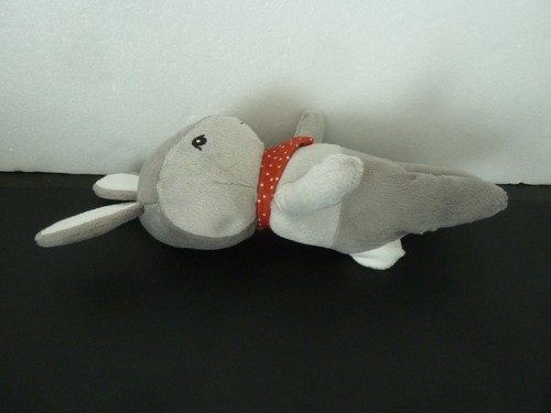 *. DOUDOU PELUCHE IKEA LAPIN gris bandana rouge pois blanc pouet 20cm - TTBE - Picture 8 of 8
