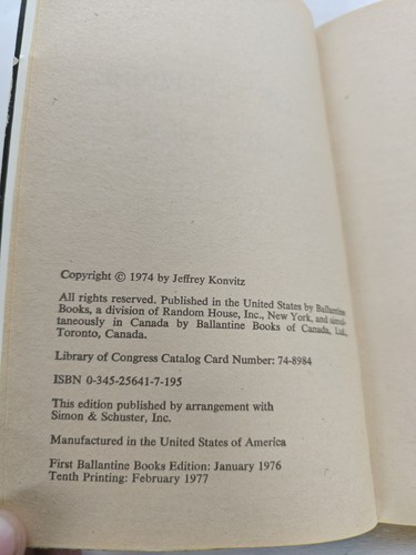 The Sentinel - Jeffrey Konvitz, Ballantine Vintage Taschenbuch 1977 10. Auflage - Bild 2 von 3