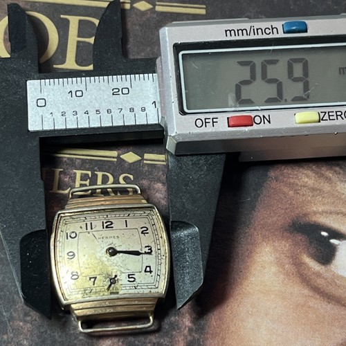 Hermes Mens Vintage Gold Plated Manual Wind Watch Extremely Rare Not Running - Picture 11 of 12
