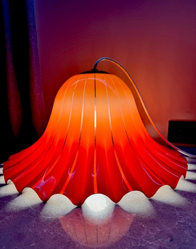 Vintage Space Age Soviet Pendant Plastic Lamp Mid-Century Deco Flower Shape - Picture 7 of 10