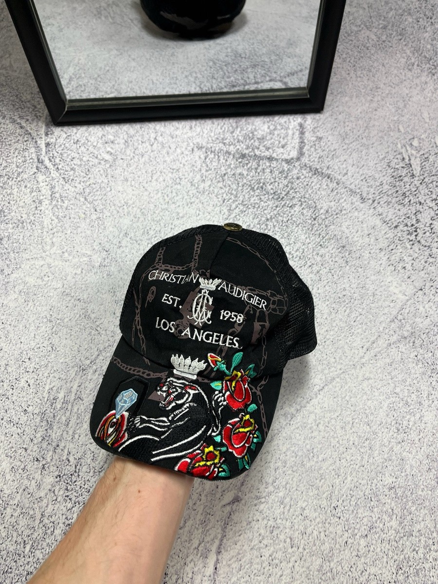 00's Christian Audigier キャップ Ed Hardy Y2K ED Hardy Christian Audigier Trucker SnapBack Hat | Depop