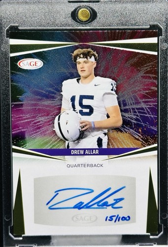 15/100 Drew Allar AUTO Jersey Number 2025 Sage Football High Series Penn State - 第 1/2 張圖片