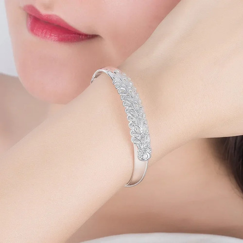 925 Sterling Silber Pfau Öffnung Bildschirm Armband für Frauen Luxus Designer - Bild 9 von 31