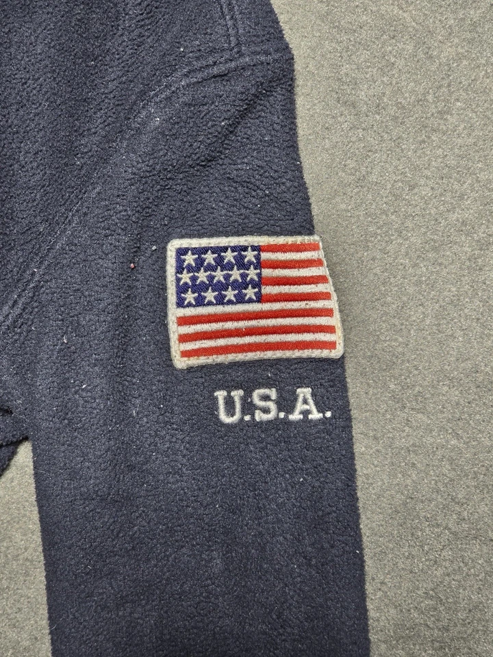 Polo Ralph Lauren 1/4 Pullover Polar Juvenil Talla 3T Bolsillos Bandera EE. UU. Logo Azul Foto 2 de 4