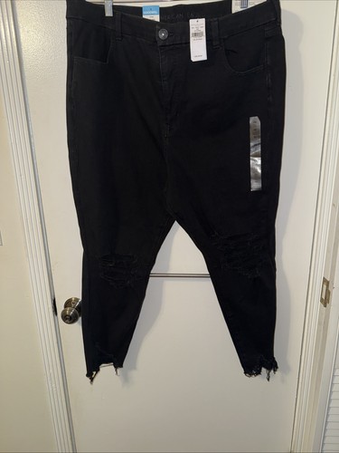 Neu mit Etikett American Eagle Dream Jeans Curvy super hoher Bund Betteln schwarz 20 kurz 35