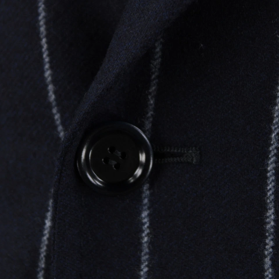 Stile Latino 全新带标签羊毛双排扣两件套装 46R 36R 美国蓝色粉笔条纹 — 第 2/4 张图片