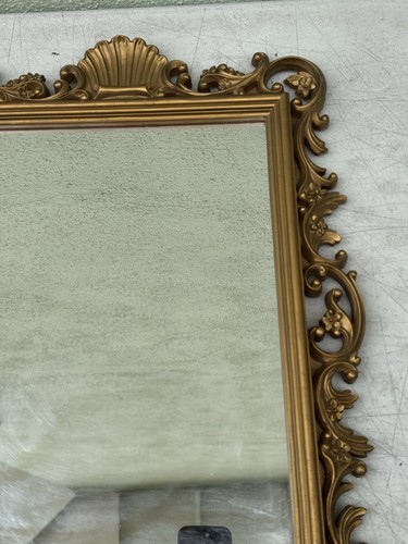 HOMCO Rectangular Wall Mirror 1988 Gold Hollywood Regency 20'' Rococo Style USA - Picture 5 of 8