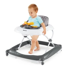 Foldable Baby Walker with 3 Adjustable Heights Comfy Padded Seat Music Tray