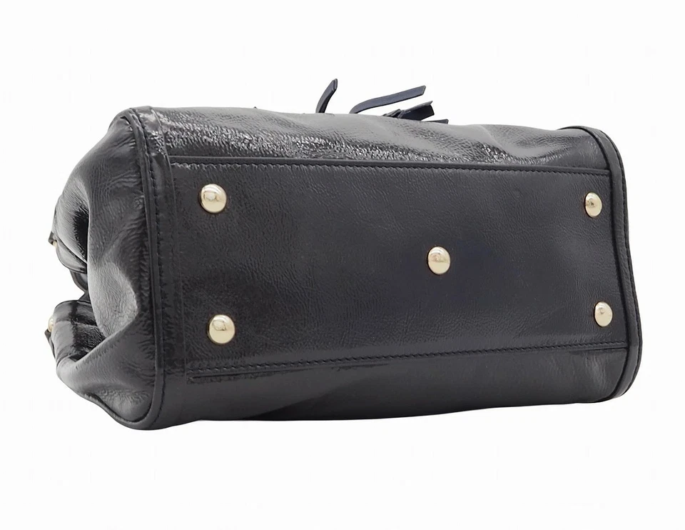 Gucci Soho Interlocking G Fringe Tassel Patent Bag Navy Gold 336751 525040 - Image 4 of 4