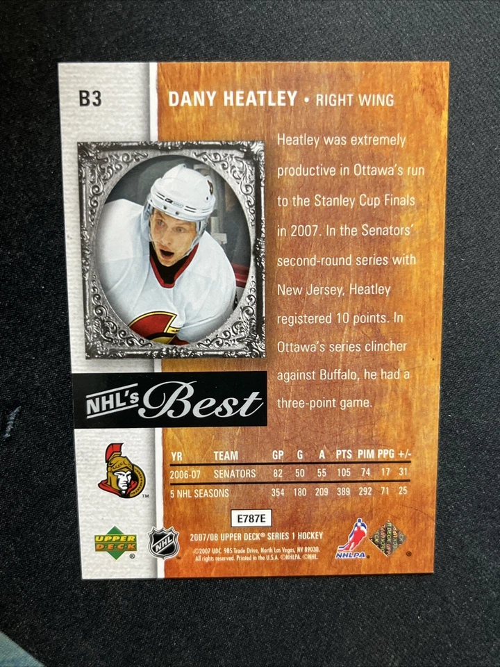 07-08 UD Series 1 Hockey NHL’s Best B3 Dany Heatley - Image 2 of 2