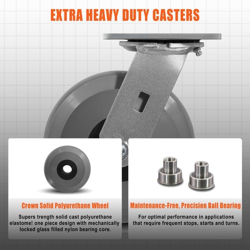 5 Inch Crowned Solid Polyurethane Heavy Duty Casters ,Capacity1800-7200LB - Picture 59 of 63