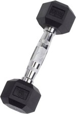 Body-Solid Rubber Coated Hexagon Dumbbells, Hand Weights For Men and Women