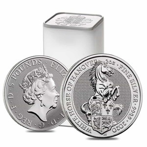 Roll-of-10-2020-GB-2-oz-Silver-Queen-039-s-Beasts-White-Horse-of-Hanover-Coin