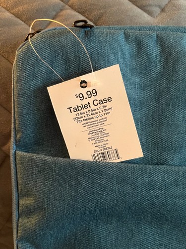 CVS BACK TO SCHOOL BLUE ZIPPERED TABLET CASE 12.6" X 8.5" - BRAND NEW WITH TAGS - Picture 3 of 3