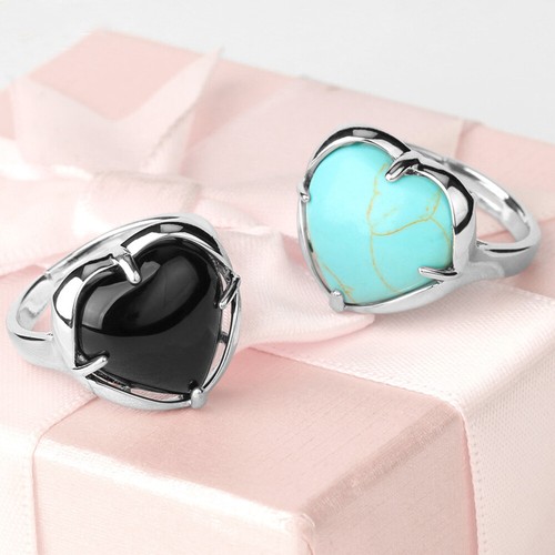 Frauen Kristall Quarz Stein Chakra Herz Finger Ring offen einstellbar Schmuck - Bild 4 von 34